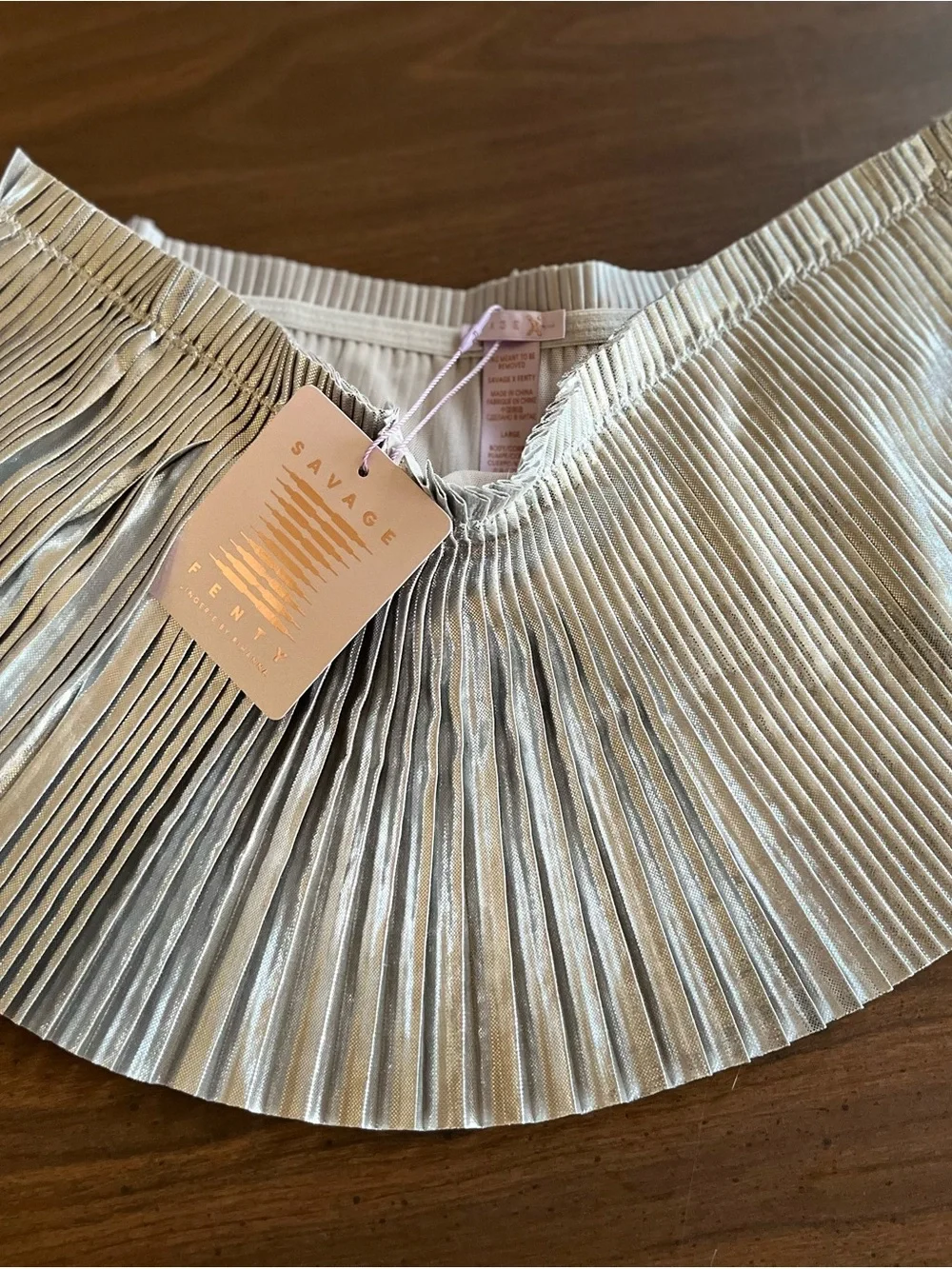 Savage x Fenty Metallic Silver Pleated Bralette